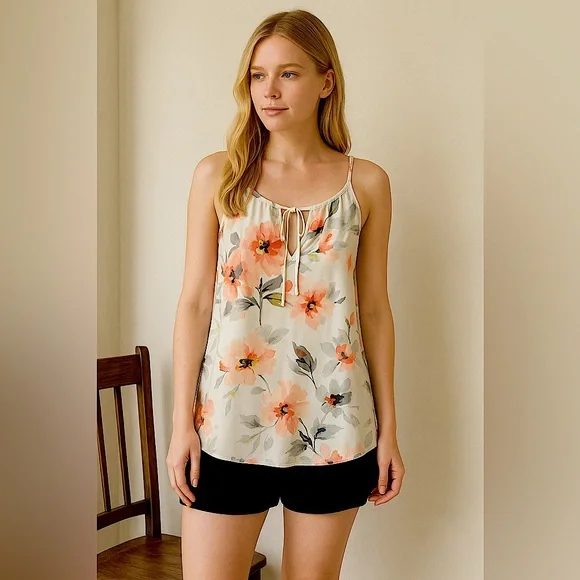 EUC! White House Black Market Floral Sleeveless Top - Picture 1 of 4